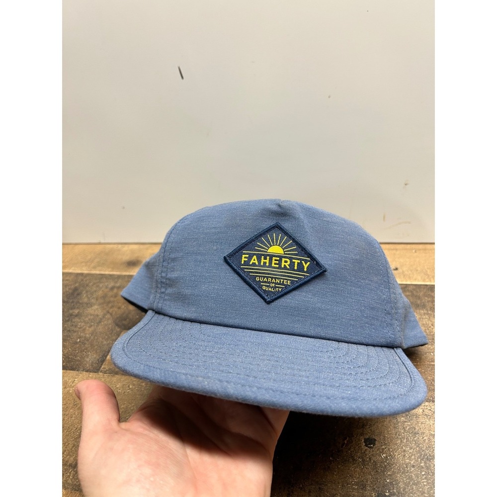 FAHERTY Mens Blue All Day Snapback Hat Sun Logo Cotton Blend‎